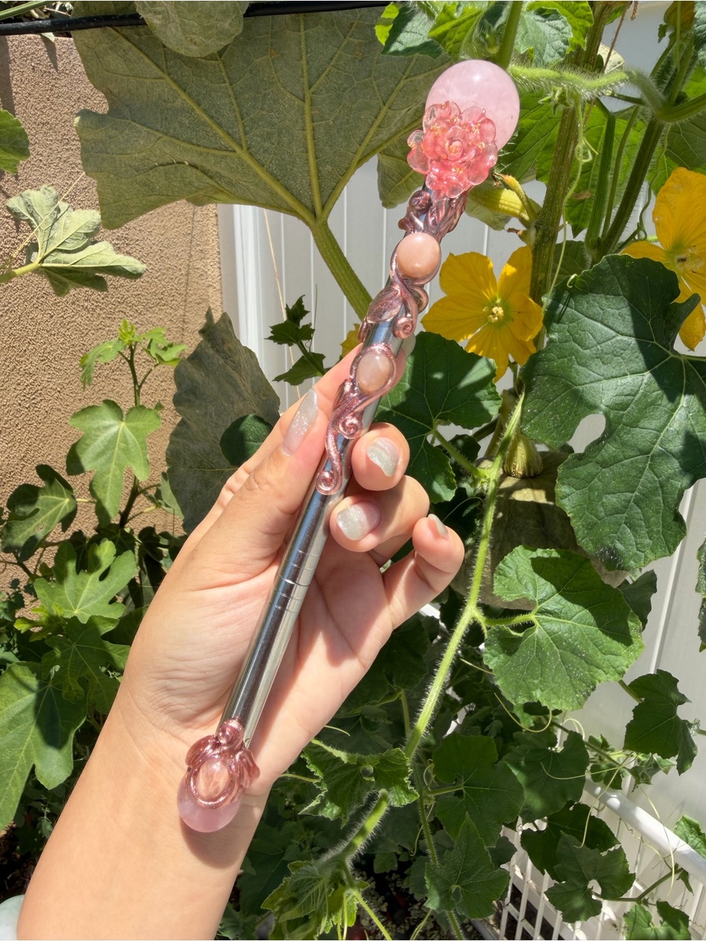 Rose Quartz Letter Opener Crystal Fairy Wand Handmade Desk Decor Gift